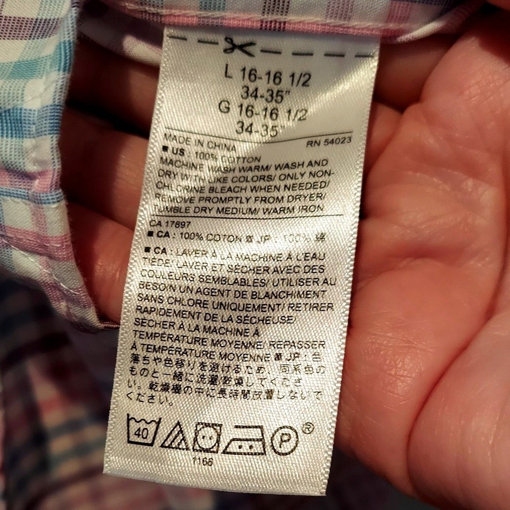 Banana Republic Mens Non-Iron Preppy Plaid Button Down Shirt Pink Blue - Picture 5 of 5
